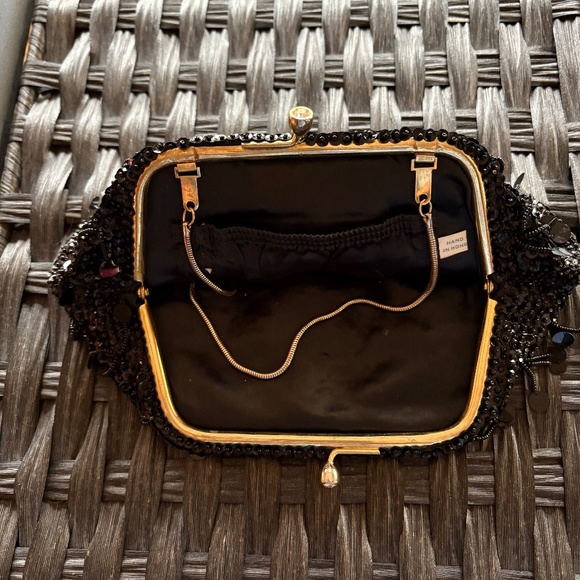 Black Beaded and Sequined Evening Bag - Picture 2 of 4